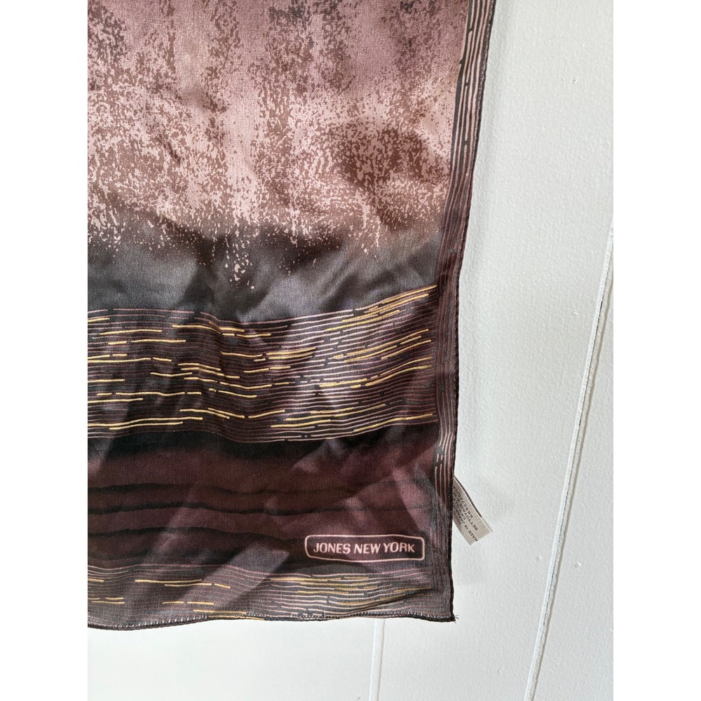 Jones New York Silk Scarf Set 2 Floral Red Brown Ombre Made in Japan Vintage - Picture 8 of 10